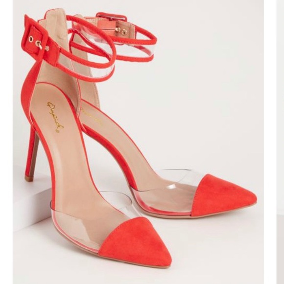 Qupid Shoes - Qupid Orange Faux Suede Heels Size 6 NWT